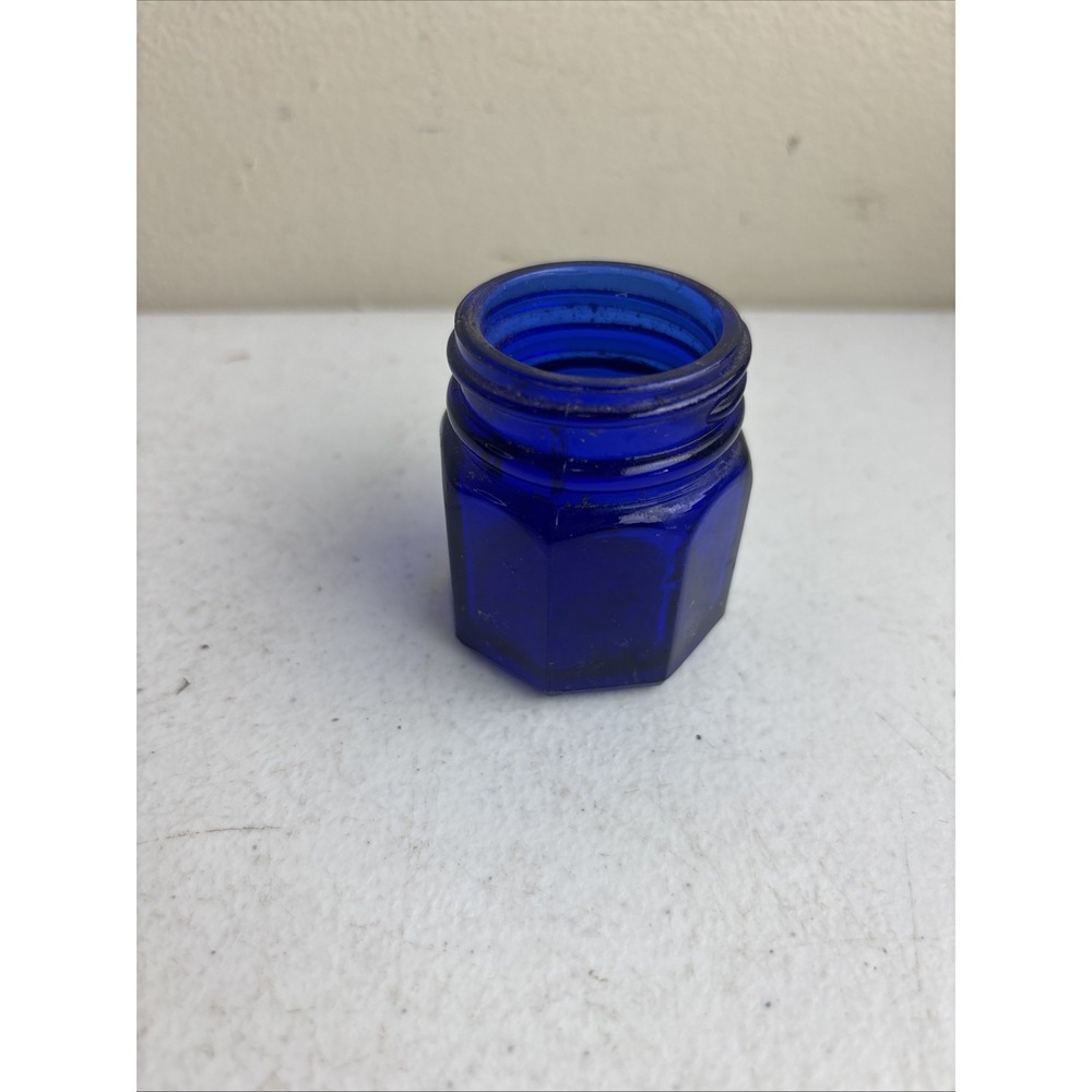 Noxzema Antique Cobalt Blue Glass Jar Vintage Cosmetic Vanity Bottle